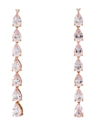 Nina Zhou 18K 5.60ctw Morganite & Diamond Linear Drop Earrings