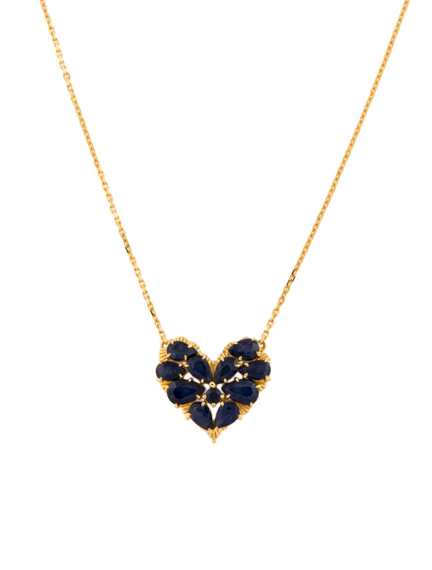 Nina Zhou 14K 2.80ctw Sapphire Fantasy Heart Pendant Necklace