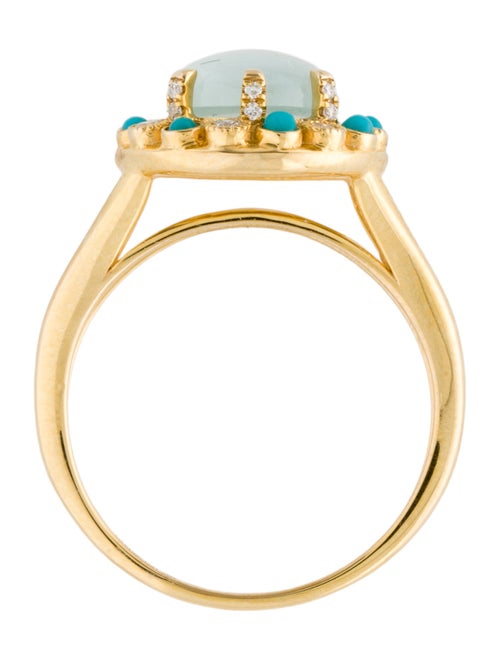 Nina Zhou 14K 2.15ct Aquamarine, Turquoise & Diamond Cocktail RIng