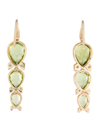 Nina Zhou Lily of the Valley Peridot Tsavorite Diamond Drop Earrings
