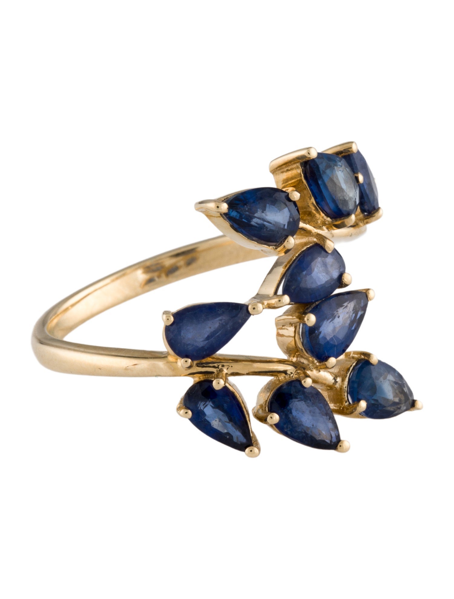 Nina Zhou 14K 2.70ctw Sapphire Branch Leaves Ring