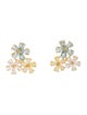 Nina Zhou 14K Aquamarine Moonstone Opal & Diamond Flower Blossom Earrings