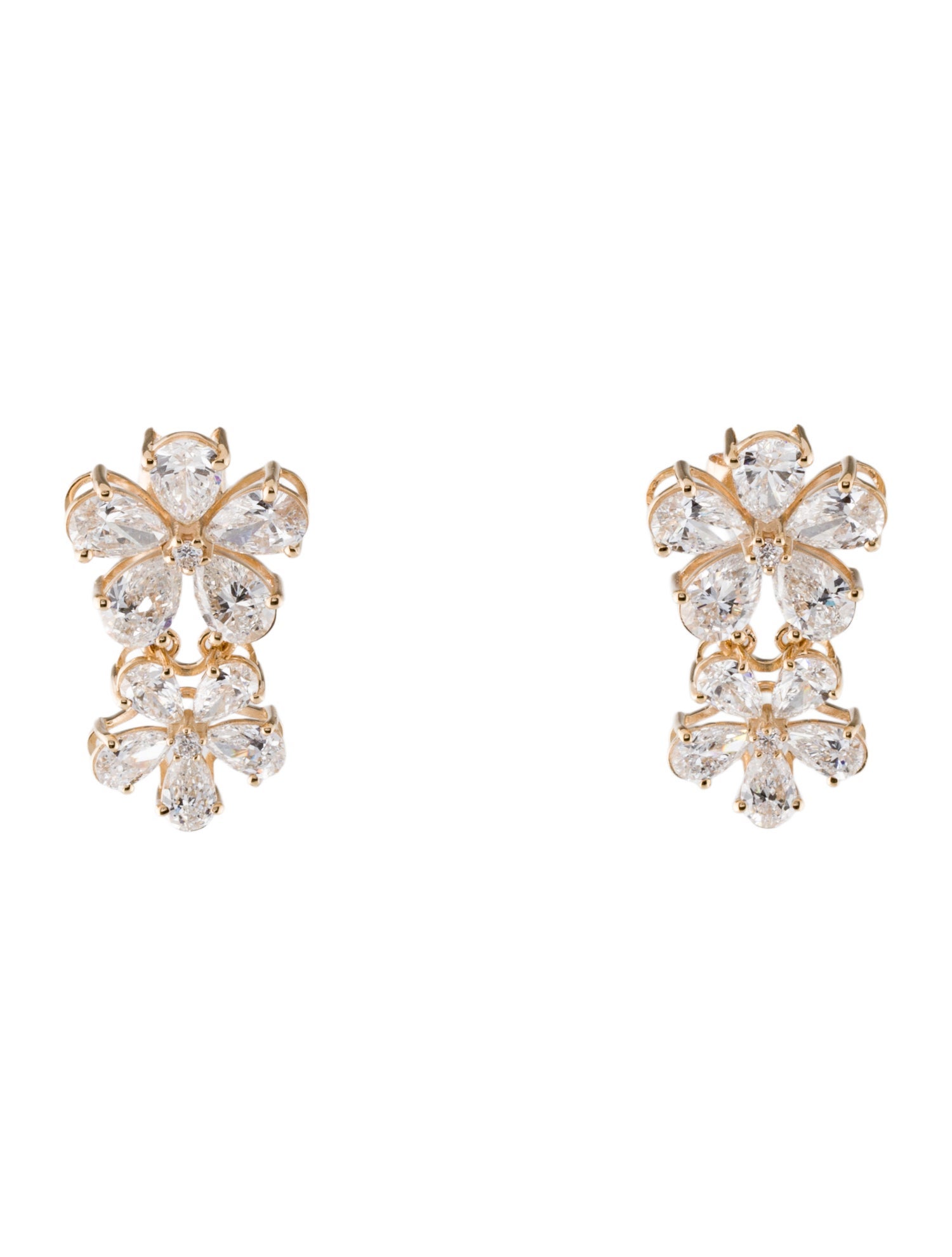 Nina Zhou 14K 5.08ctw Lab-Grown Diamond Blossom Drop Earrings
