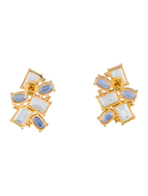 Nina Zhou 14K 5.32ctw Aquamarine, Sapphire, & Diamond Drop Earrings