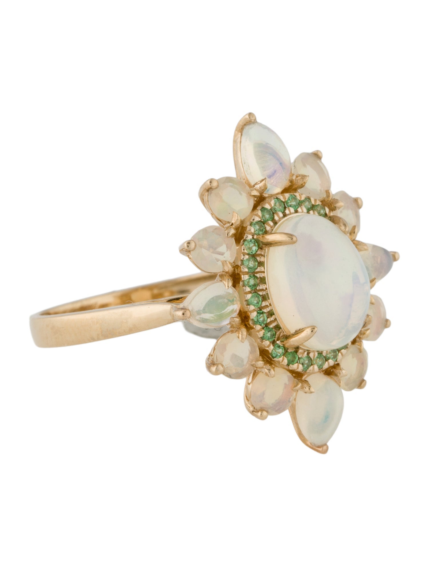 Nina Zhou 14K Opal & Tsavorite Cocktail Ring
