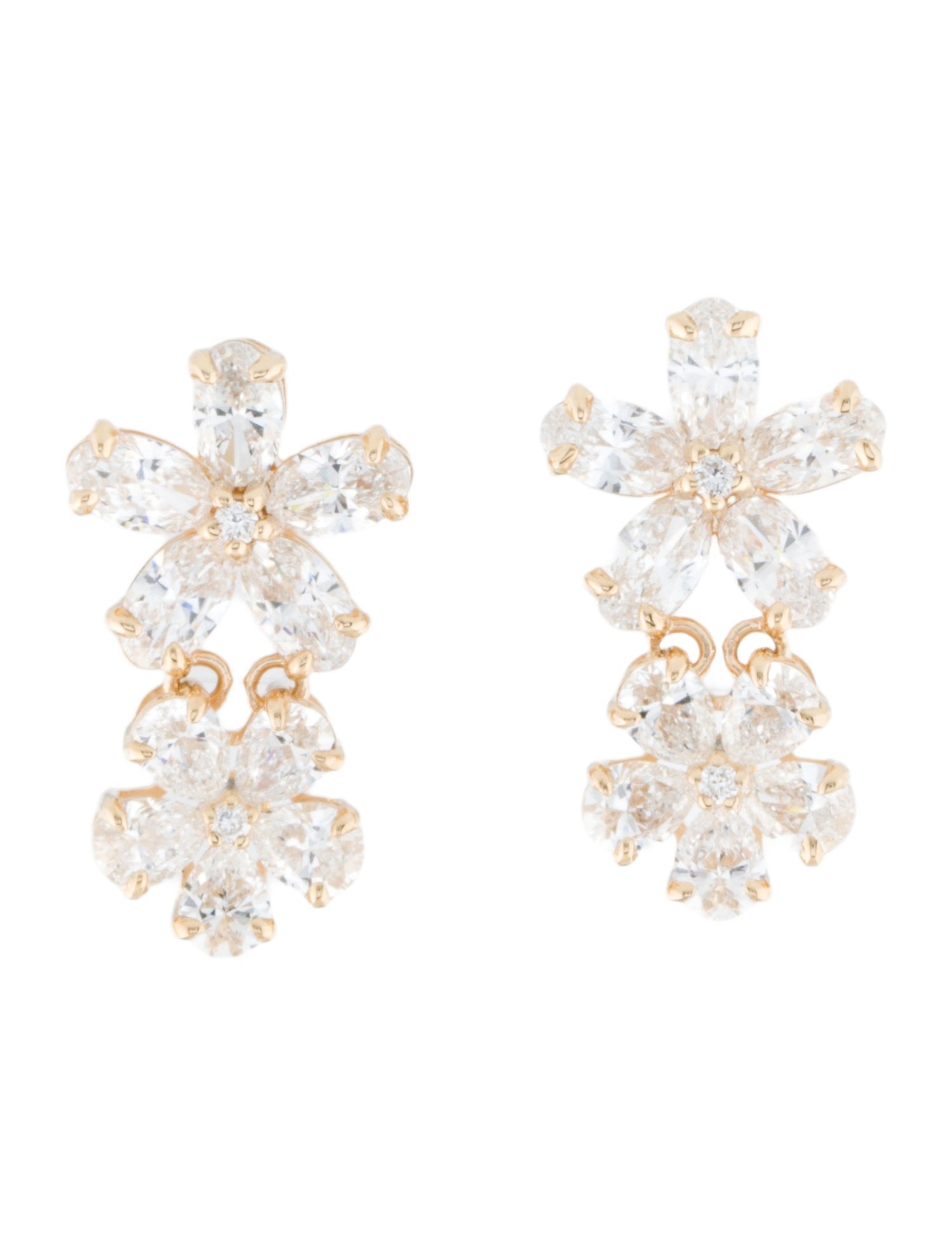 Nina Zhou 14K 3.20ctw Lab-Grown Diamond Double Blossom Earrings