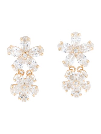 Nina Zhou 14K 3.20ctw Lab-Grown Diamond Double Blossom Earrings