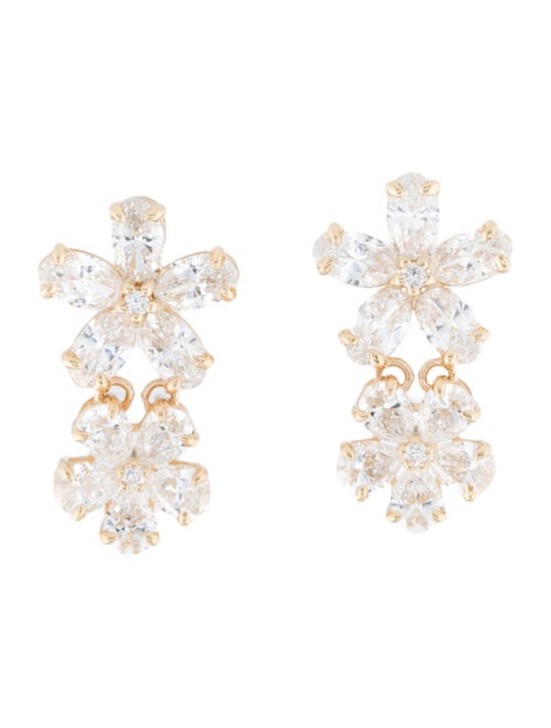 Nina Zhou 14K 3.20ctw Lab-Grown Diamond Double Blossom Earrings