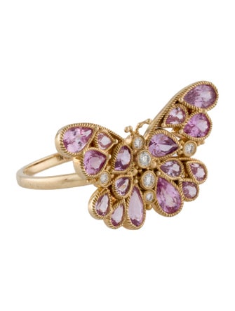 Nina Zhou 14K Sapphire & Diamond Butterfly Cocktail Ring