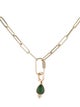 Nina Zhou 14K Jadeite & Diamond Paperclip Chain Pendant Necklace