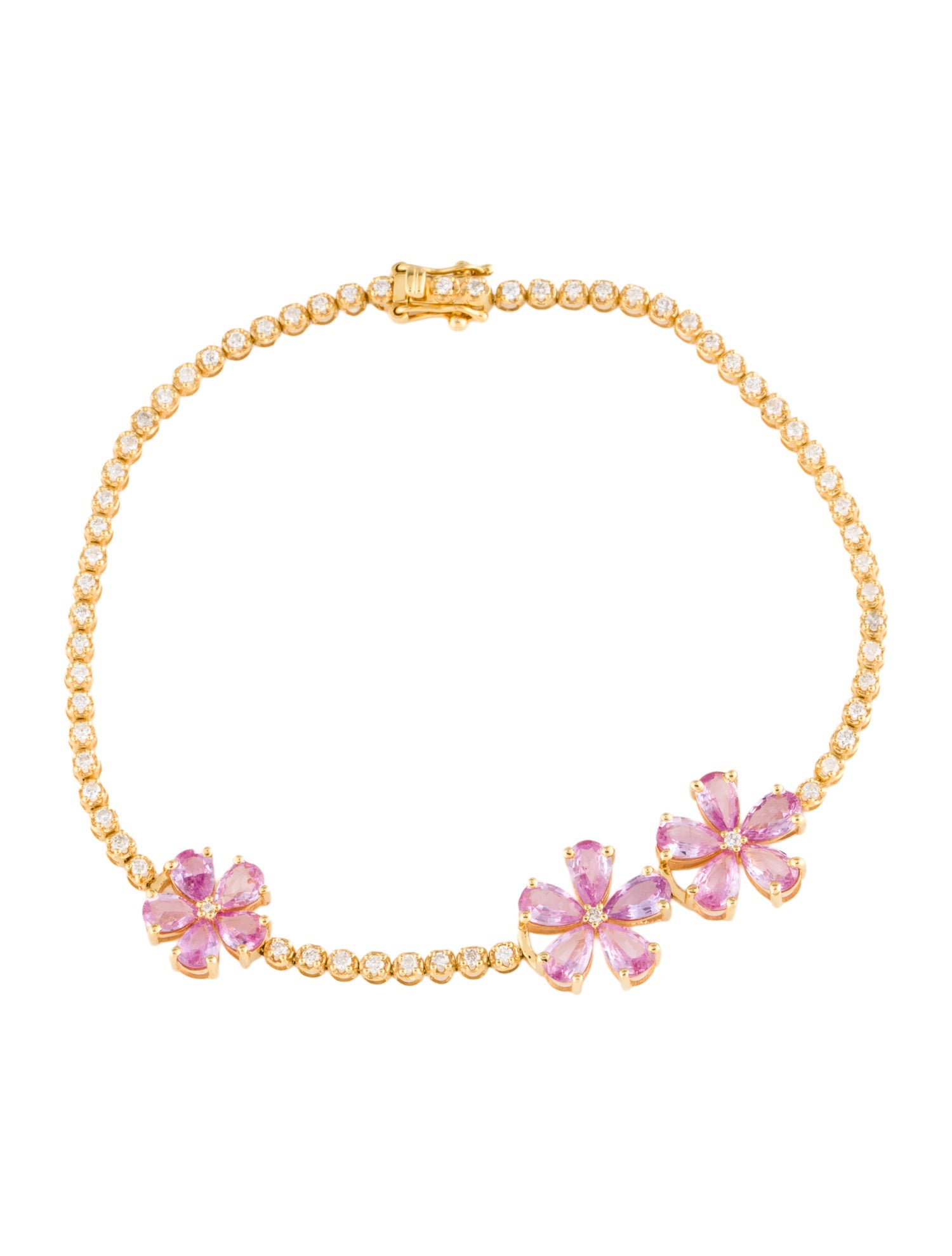 Nina Zhou 18K Sapphire & Diamond Cherry Blossom Tennis Bracelet