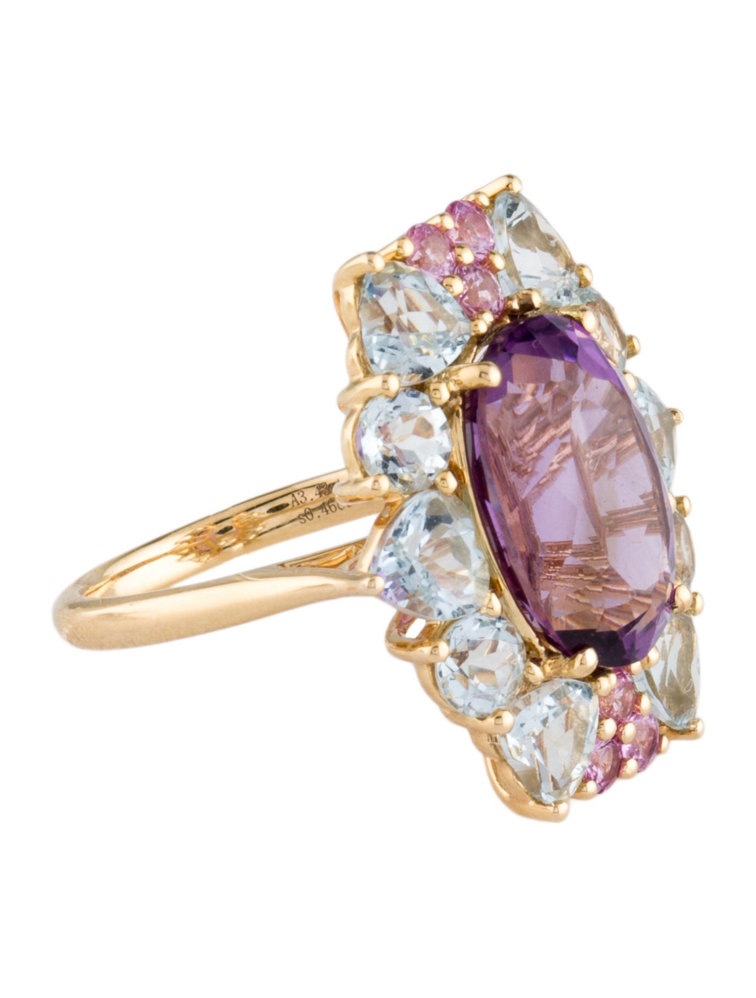Nina Zhou 14K Amethyst, Aquamarine, & Sapphire Margaret Cocktail Ring