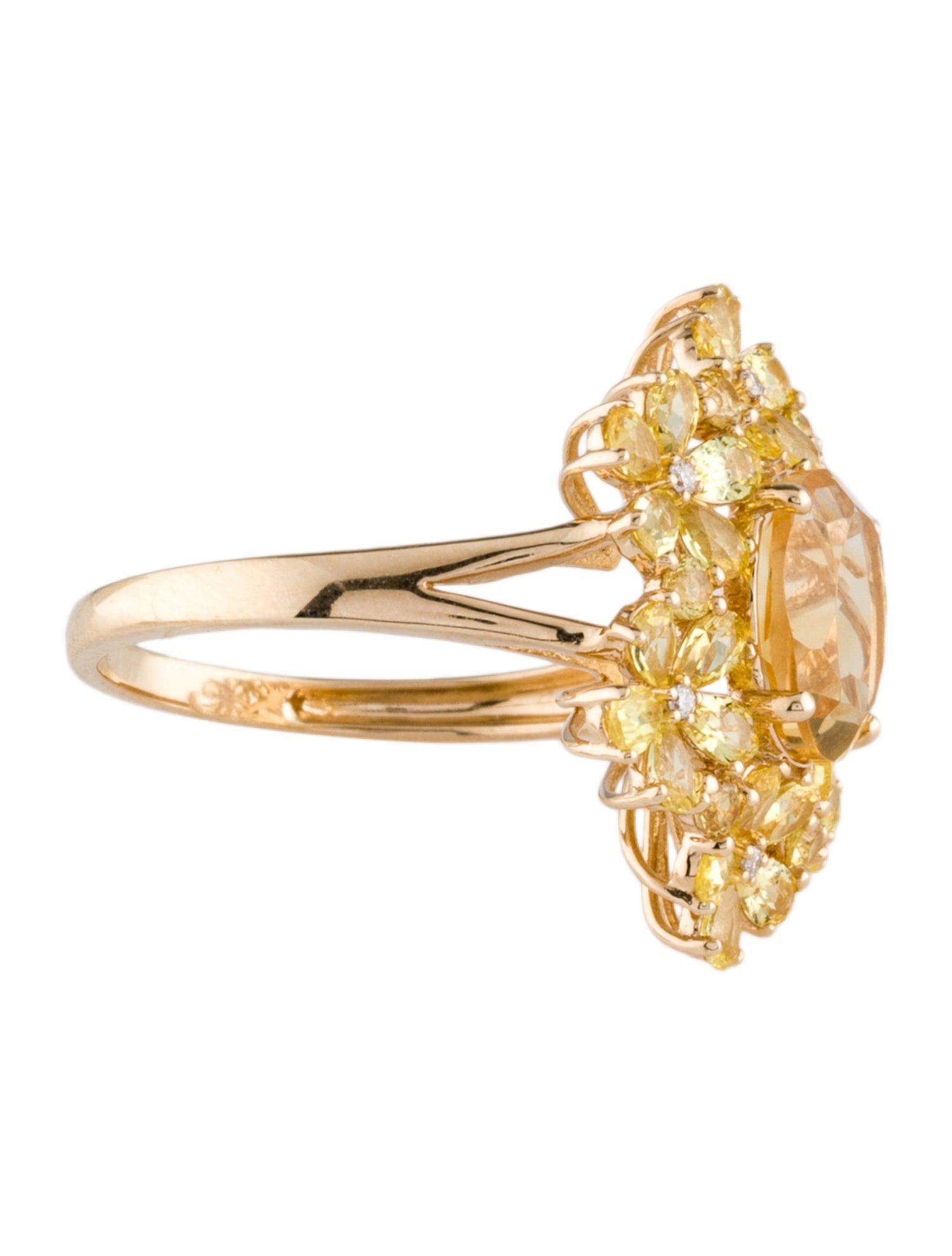Nina Zhou 14K Citrine, Sapphire, & Diamond Blossom Cocktail Ring