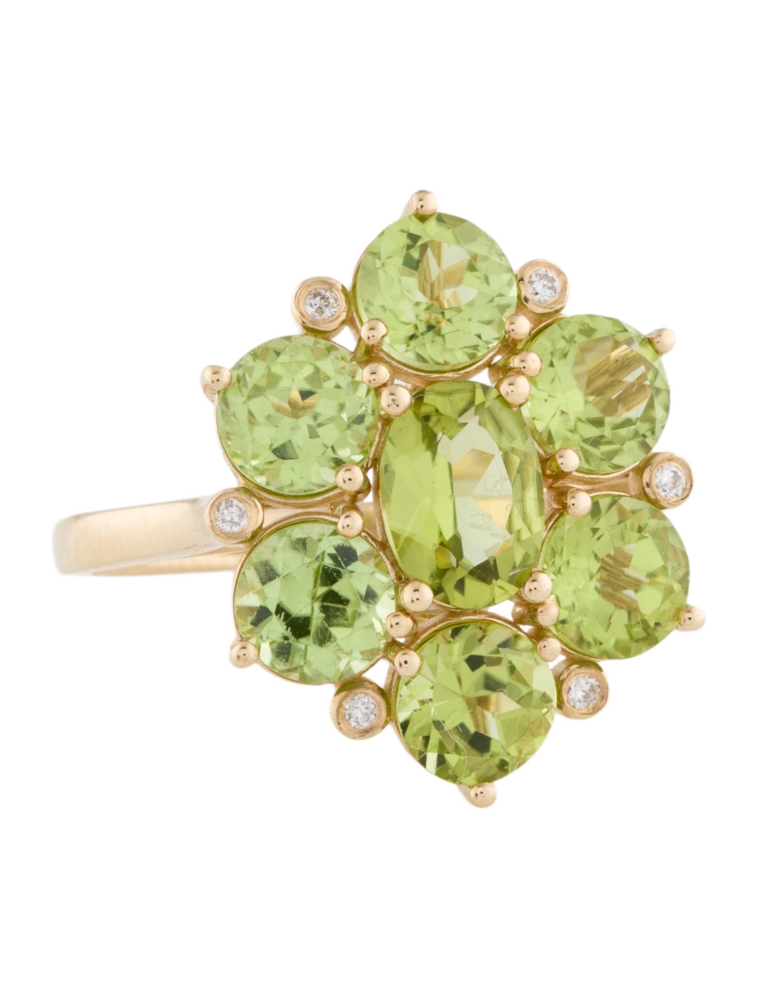 Nina Zhou 14K 3.50ct Peridot & Diamond Celestial Cocktail Ring