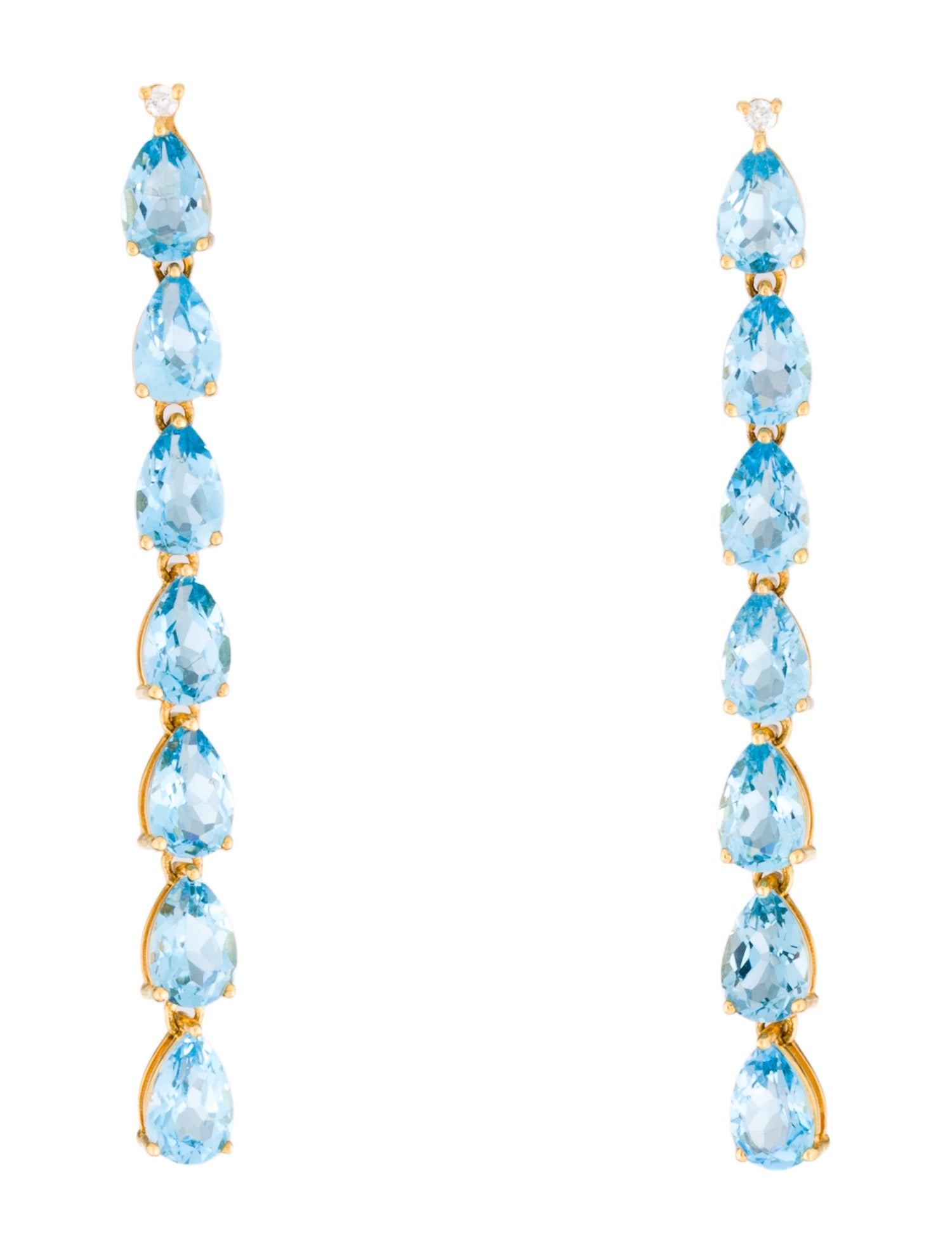 Nina Zhou 14K Topaz & Diamond Linear Drop Earrings