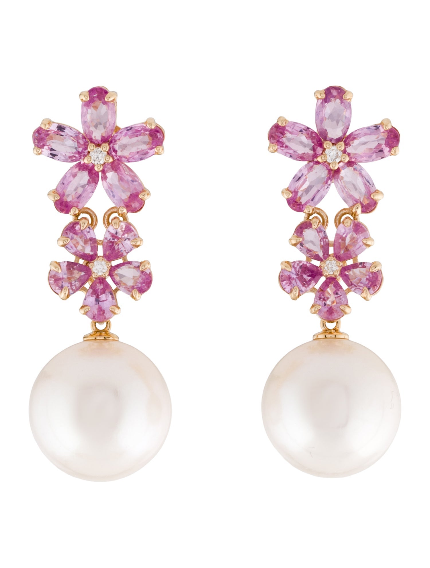 Nina Zhou 14K Pearl & Sapphire Convertible Drop Earrings
