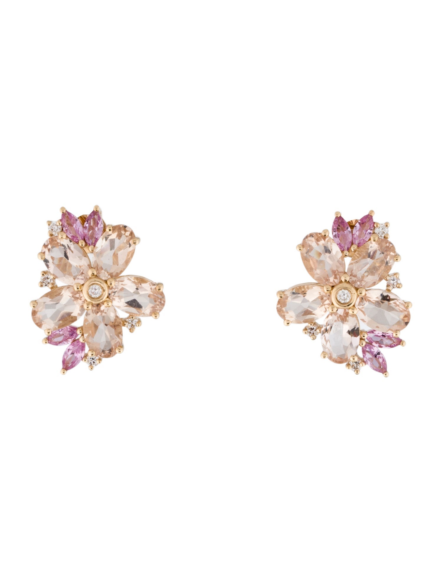 Nina Zhou 14K Morganite, Sapphire & Diamond Blossom Drop Earrings