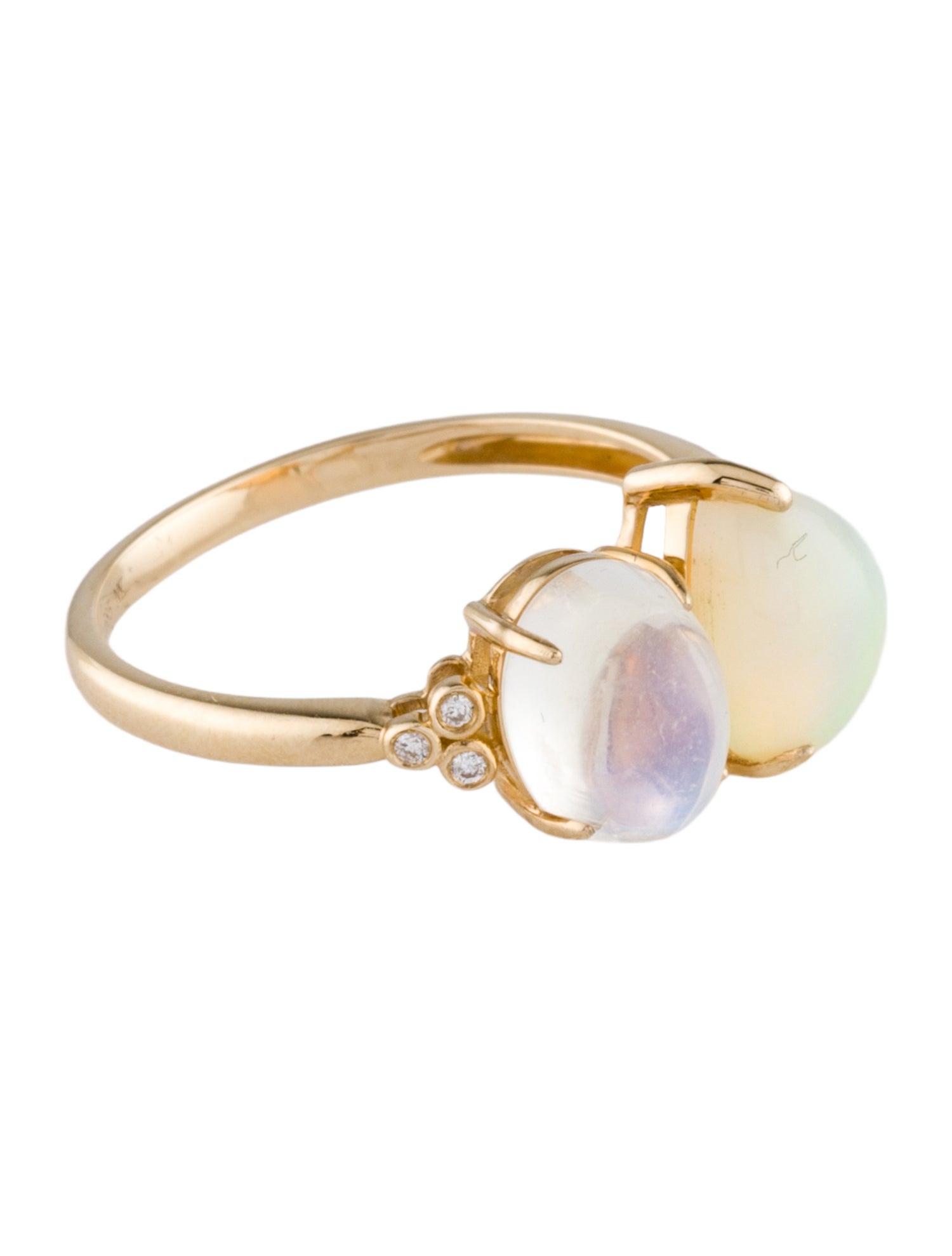 Nina Zhou 14K Opal, Moonstone & Diamond Cocktail Ring