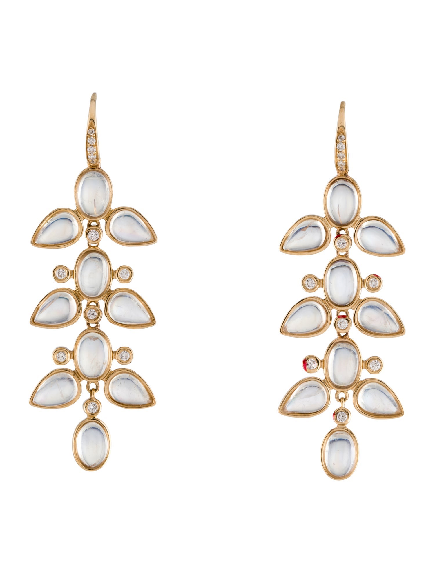 Nina Zhou 14K 8.30ctw Moonstone & Diamond Drop Earrings