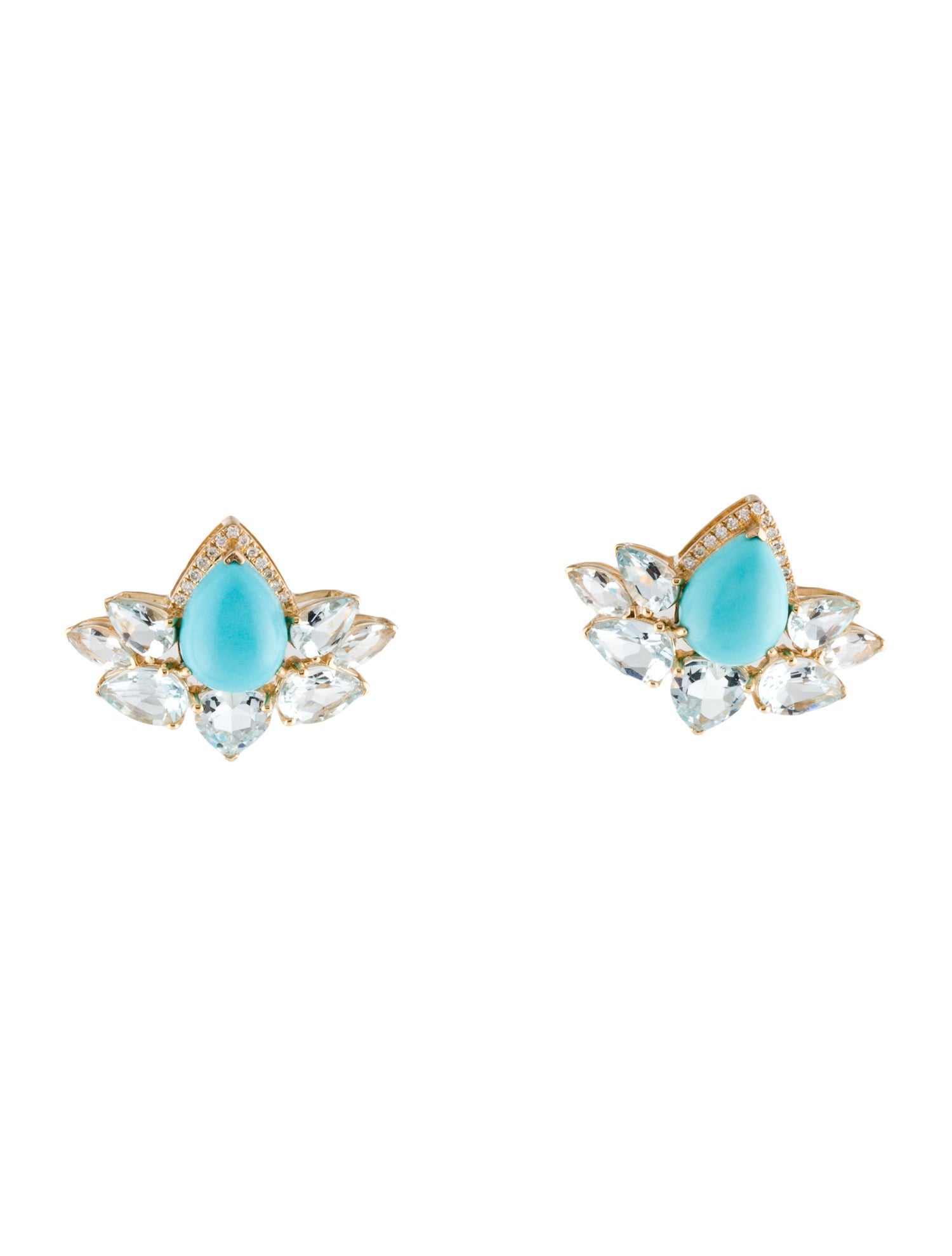 Nina Zhou 14K 4.08ctw Aquamarine & Turquoise Drop Earrings