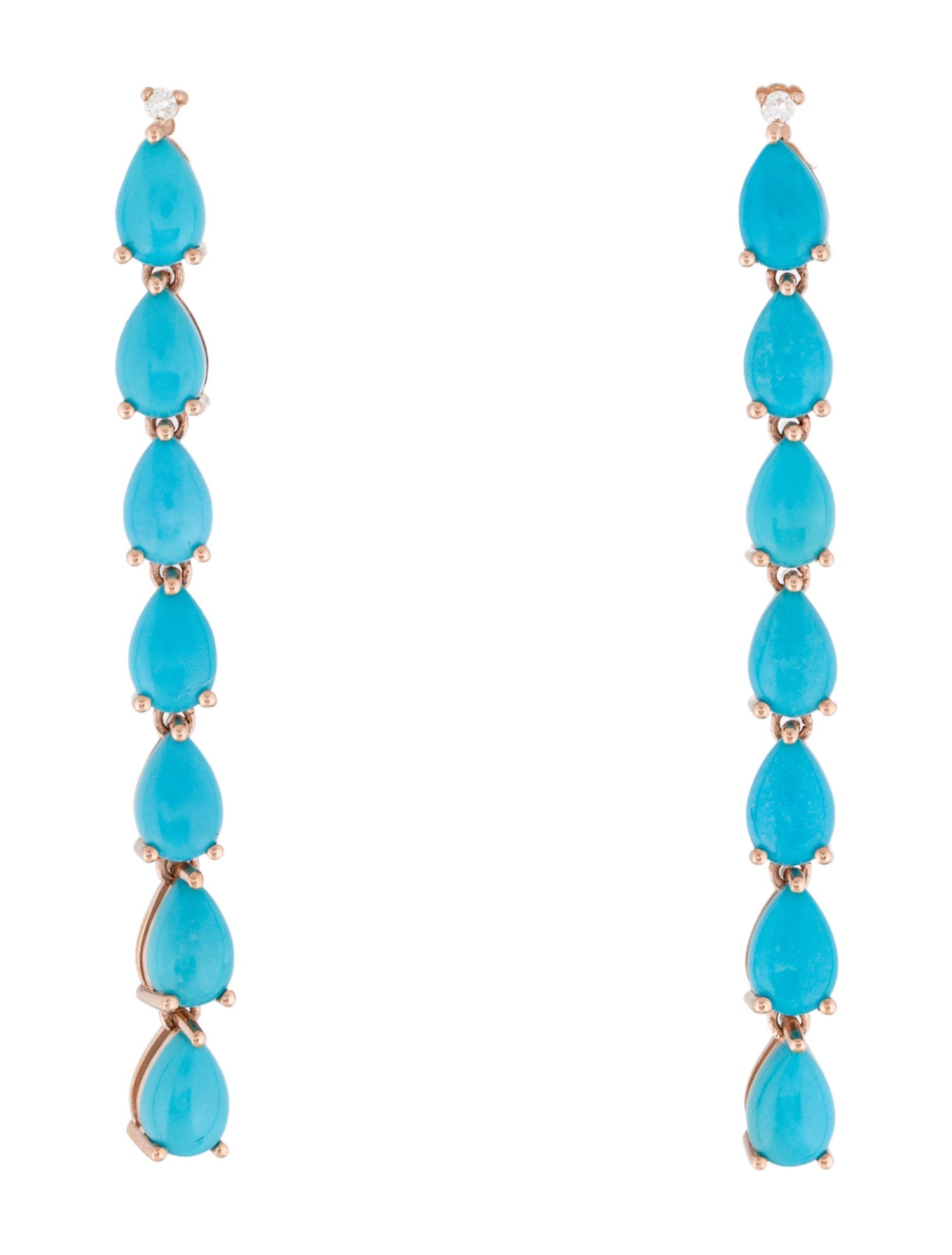 Nina Zhou 14K 5.50ct Turquoise & Diamond Drop Earrings