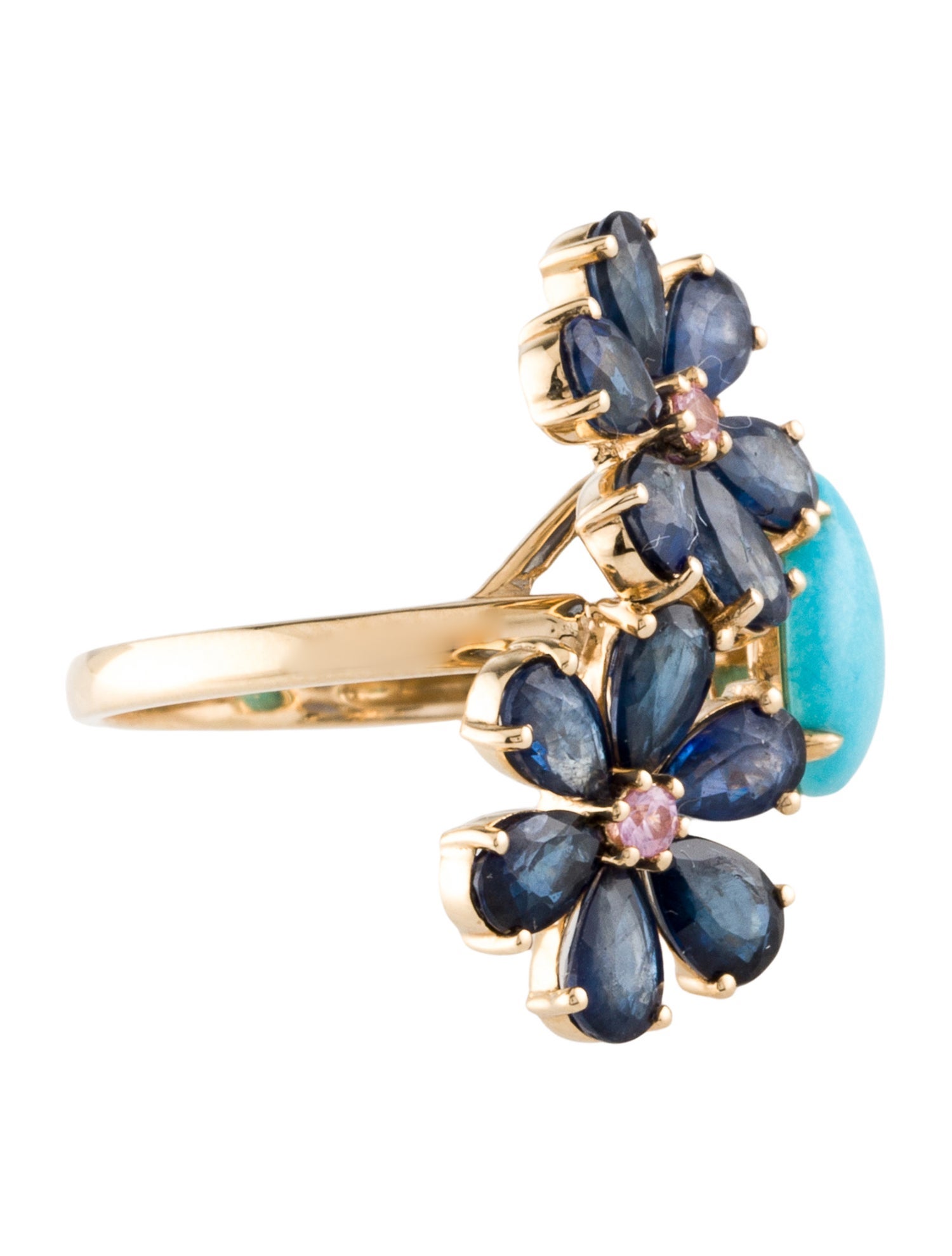 Nina Zhou 14K 3.80ctw Sapphire & Turquoise Cocktail Ring