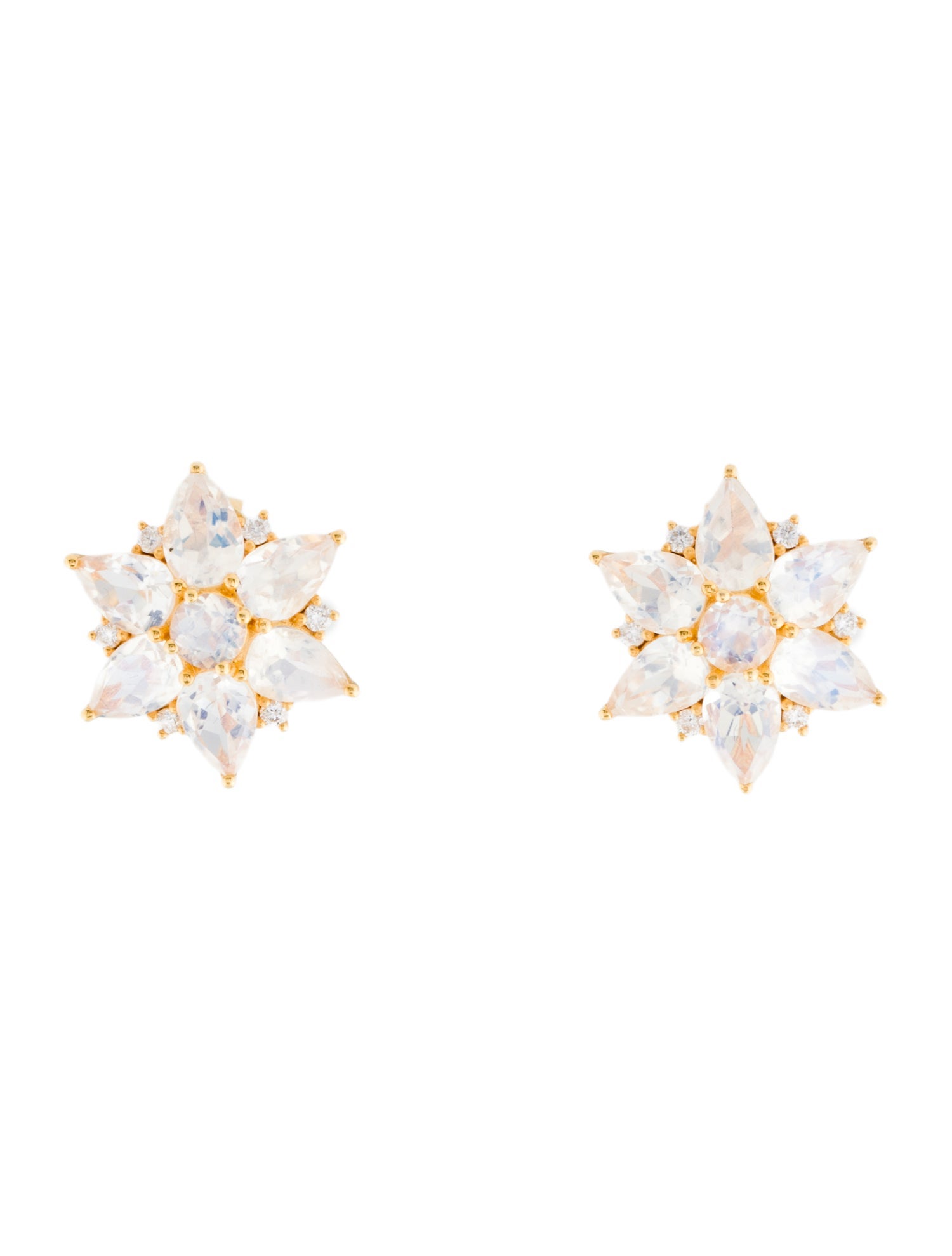Nina Zhou 18K 4.80ctw Moonstone & Diamond Stud Earrings