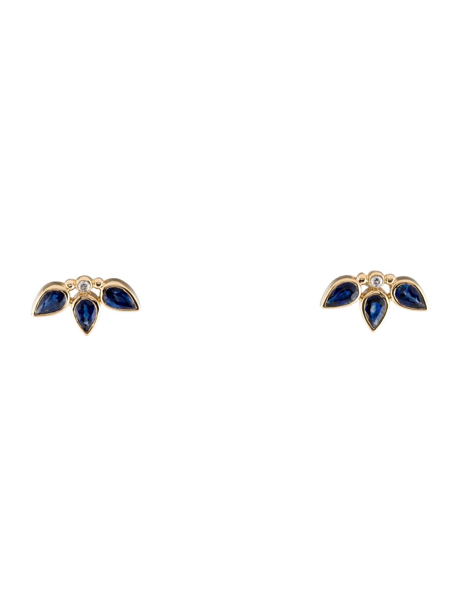 Nina Zhou 14K Sapphire & Diamond Stud Earrings