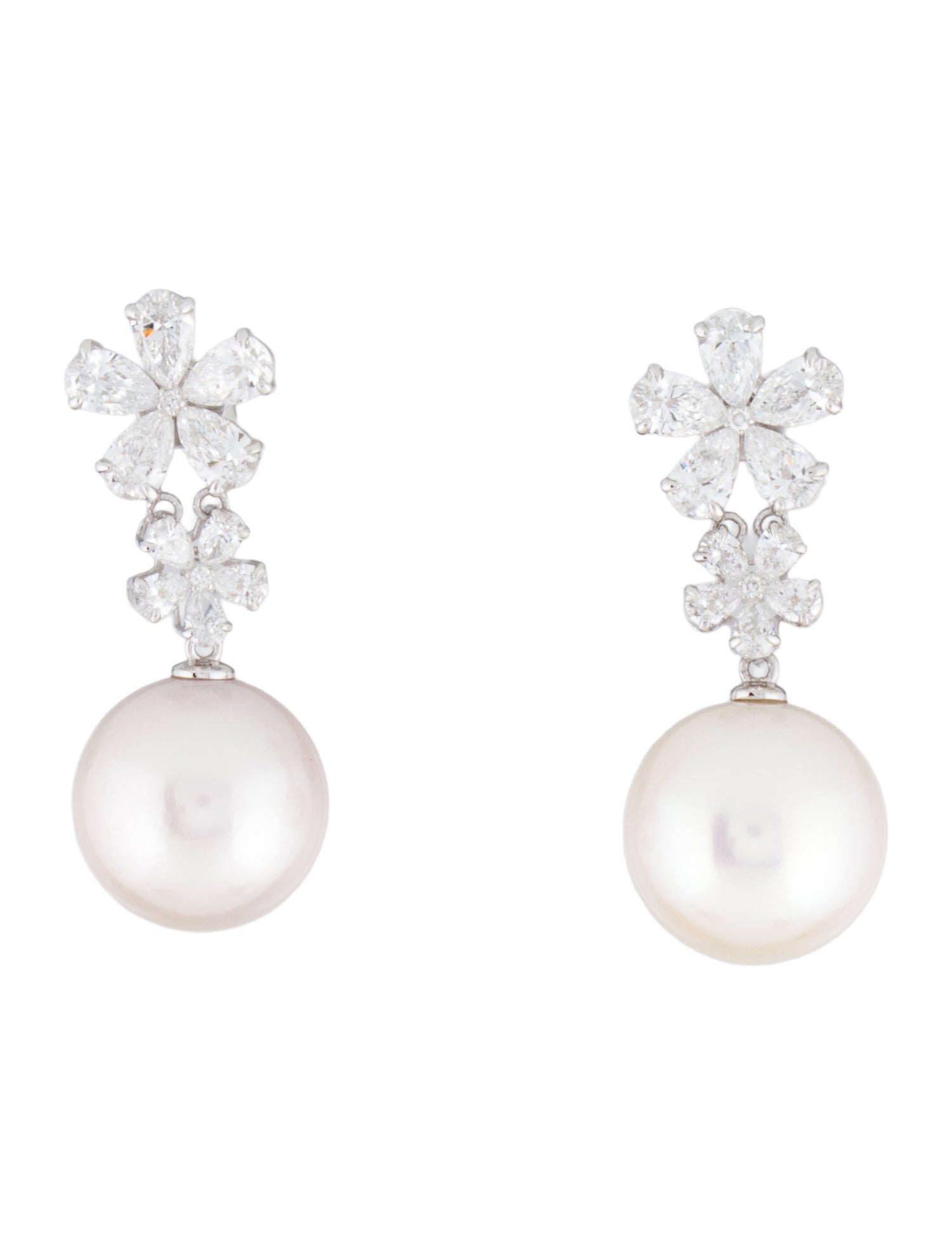 Nina Zhou 14K Pearl & Lab-Grown Diamond Blossom Drop Earrings