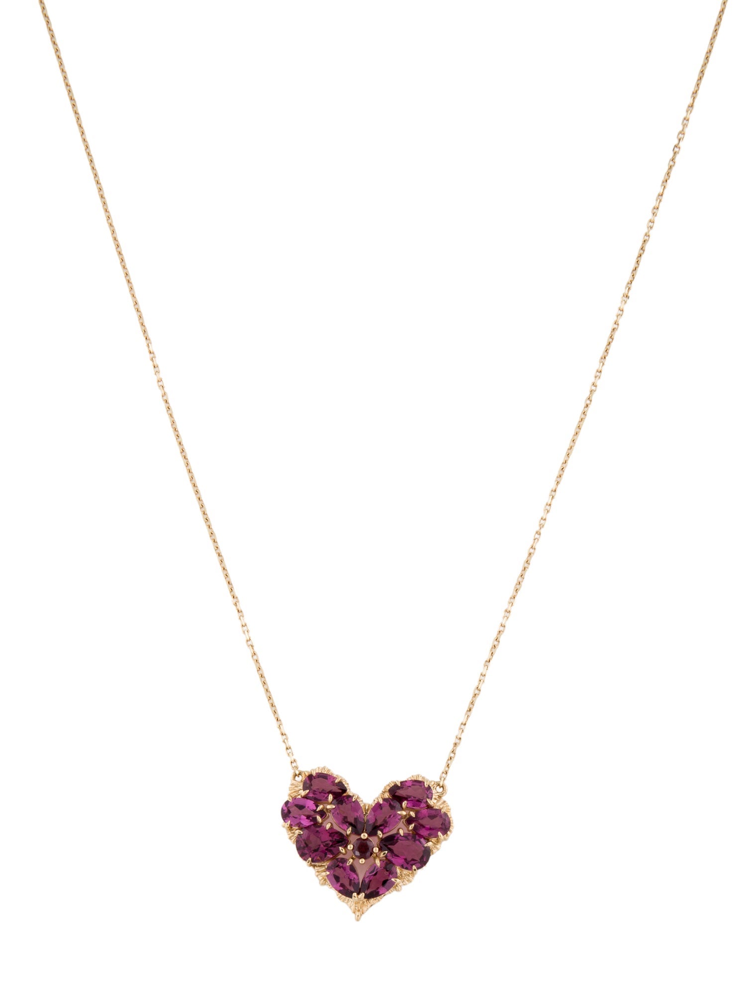 Nina Zhou 14K 4.80ctw Rhodolite Heart Pendant Necklace