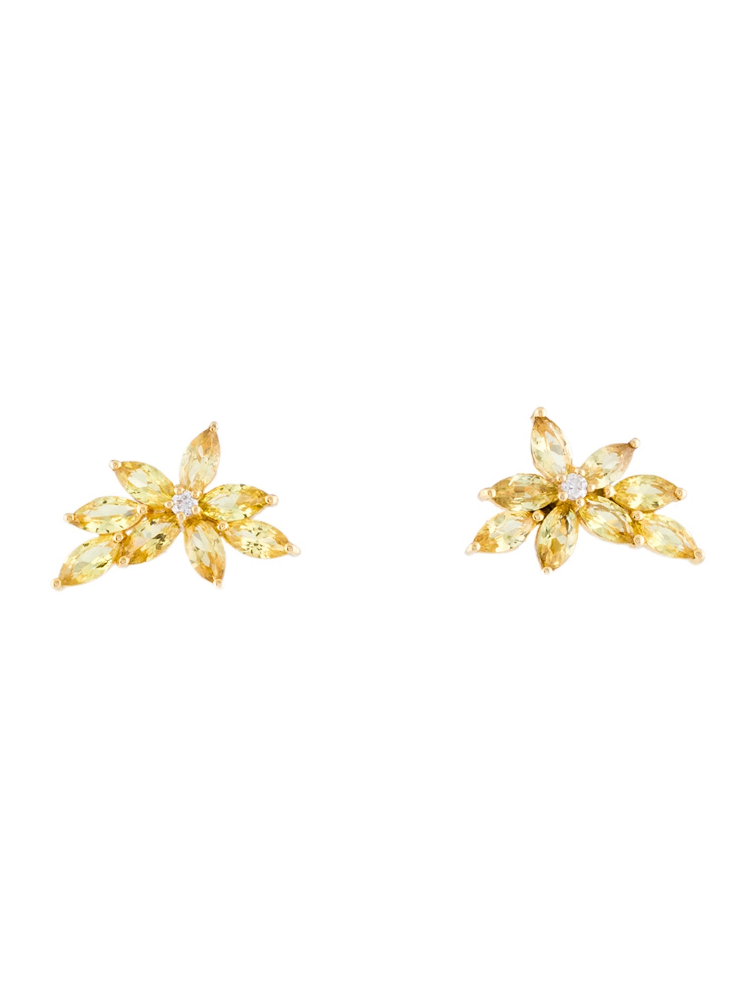 Nina Zhou 14K Yellow Sapphire & Diamond Small Cluster Earrings