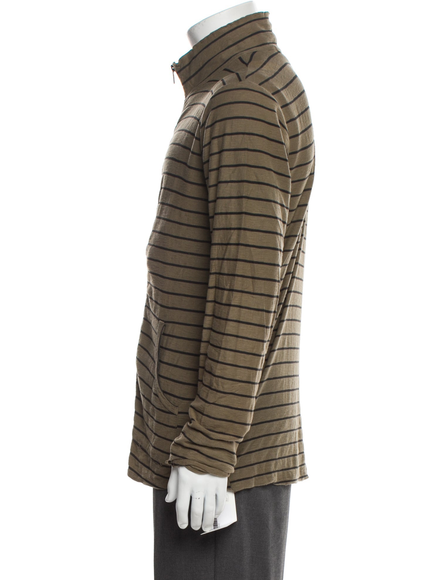 Nice Collective Striped Mock Neck Cardigan