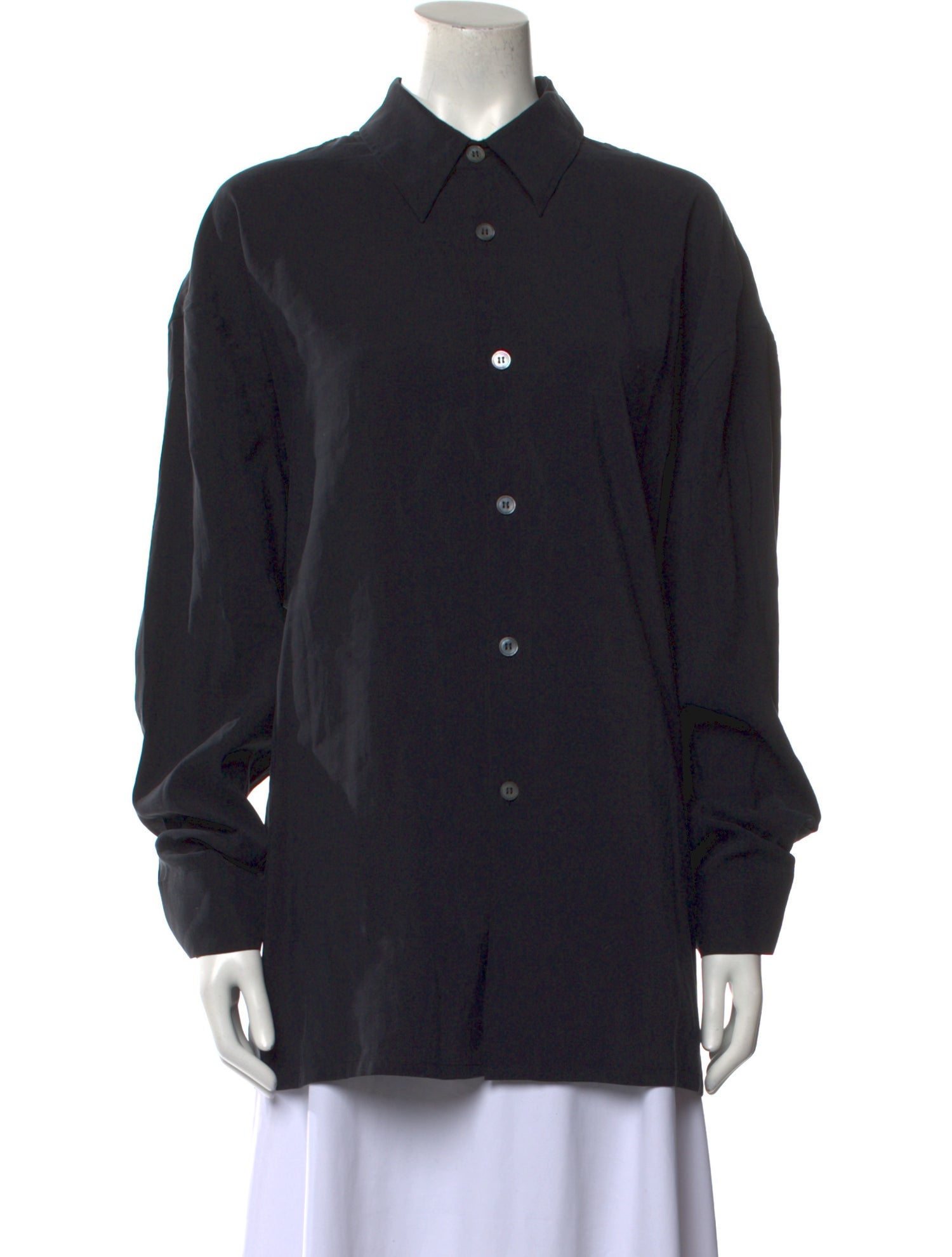 Studio Nicholson Wool Long Sleeve Button-Up Top