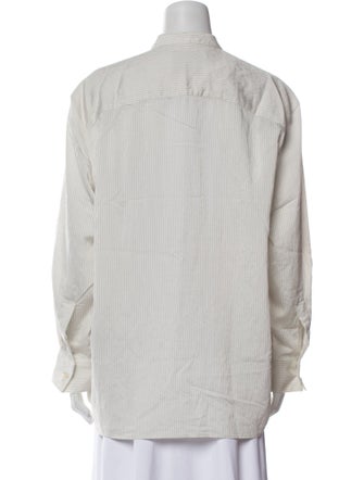 Studio Nicholson Striped Mock Neck Button-Up Top