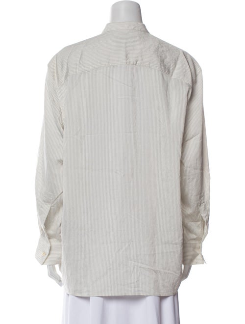 Studio Nicholson Striped Mock Neck Button-Up Top