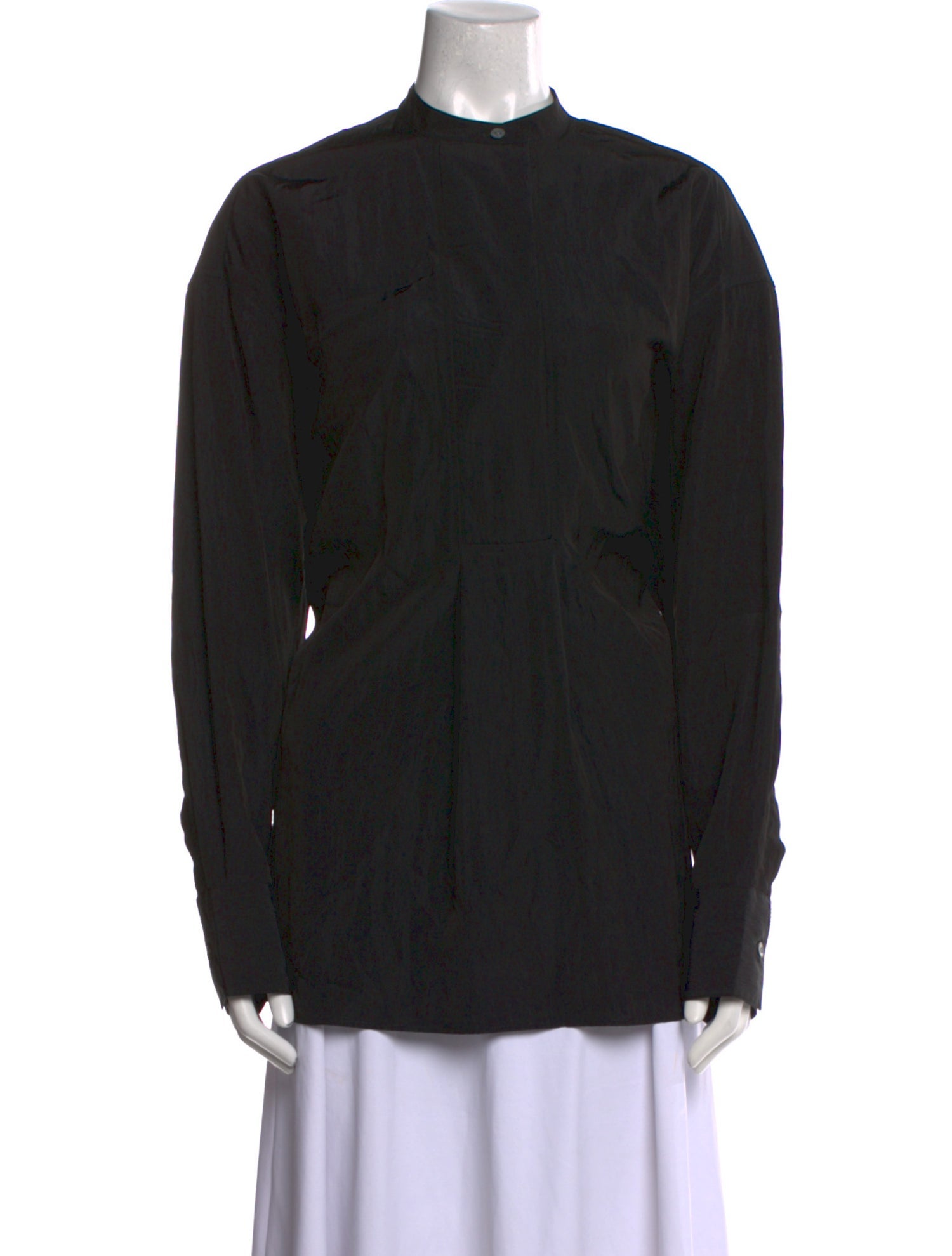 Studio Nicholson Mock Neck Long Sleeve Button-Up Top