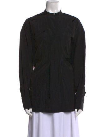 Studio Nicholson Mock Neck Long Sleeve Button-Up Top