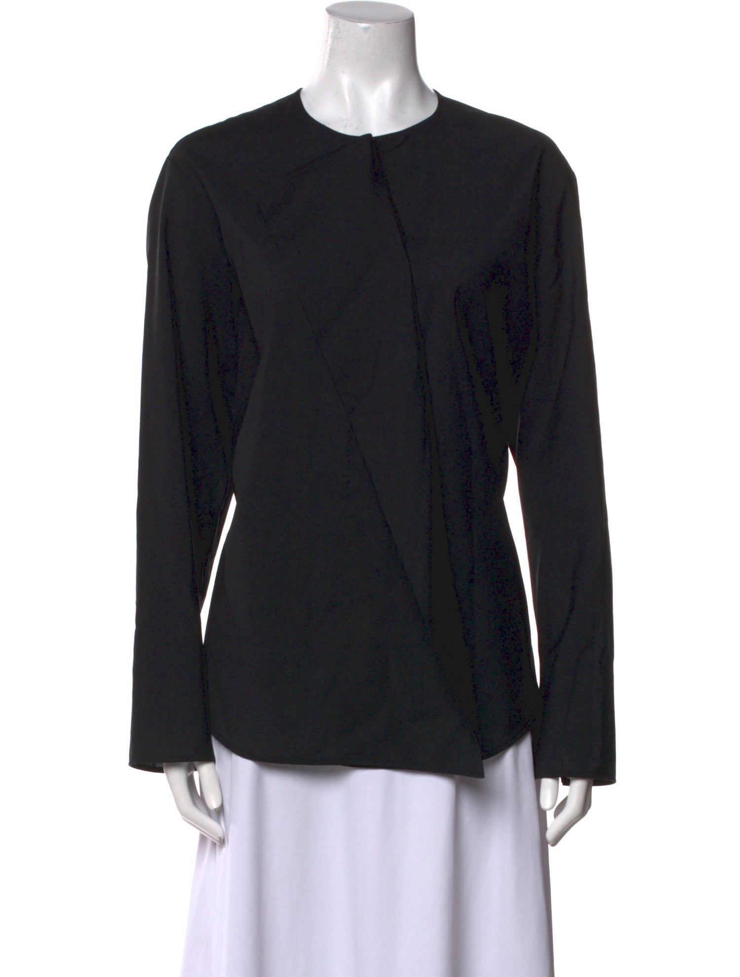 Studio Nicholson Virgin Wool Crew Neck Button-Up Top