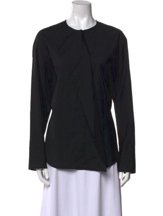 Studio Nicholson Virgin Wool Crew Neck Button-Up Top