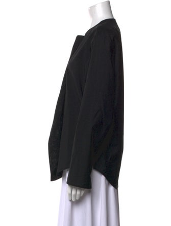 Studio Nicholson Virgin Wool Crew Neck Button-Up Top