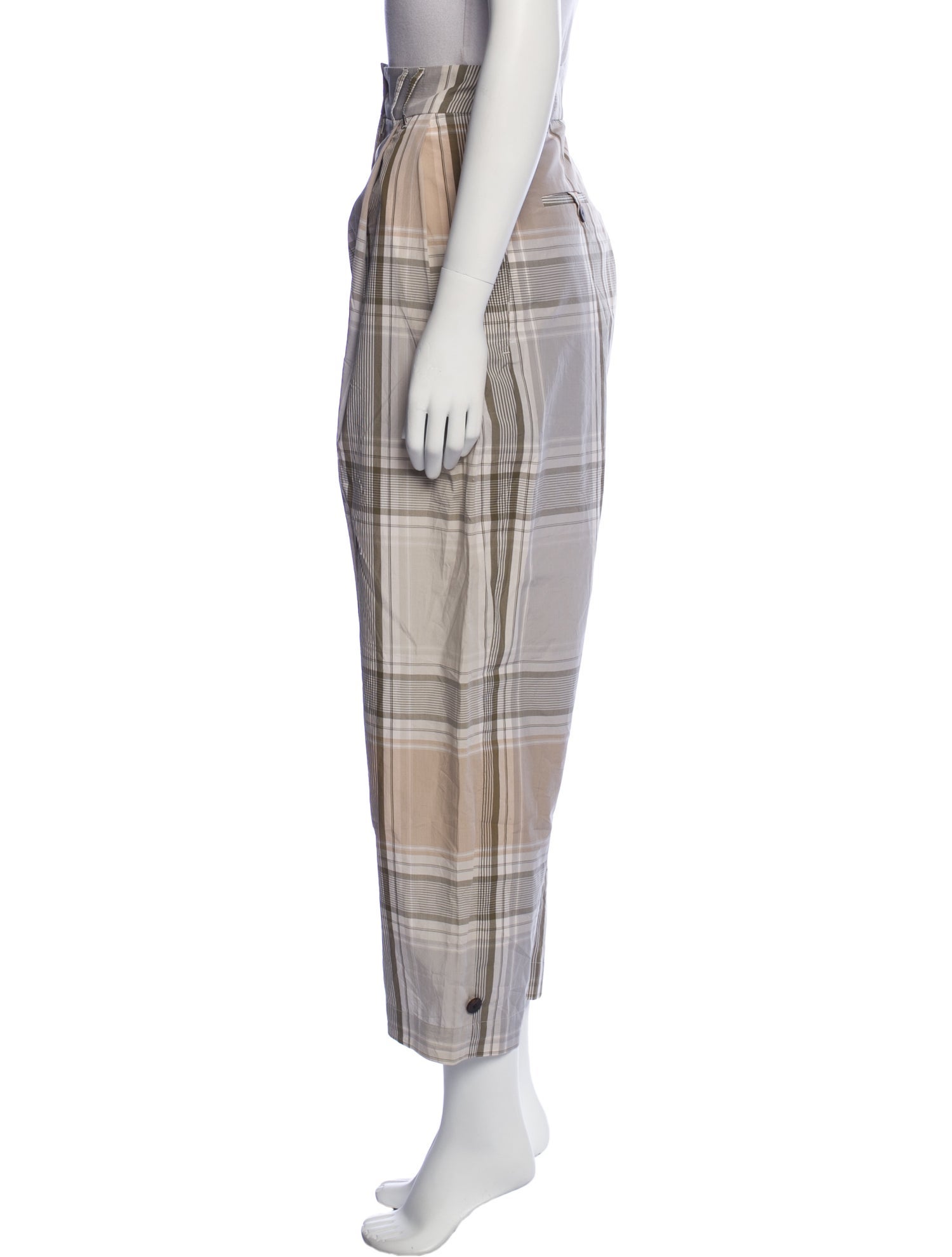 Studio Nicholson Plaid Print Wide Leg Pants w/ Tags