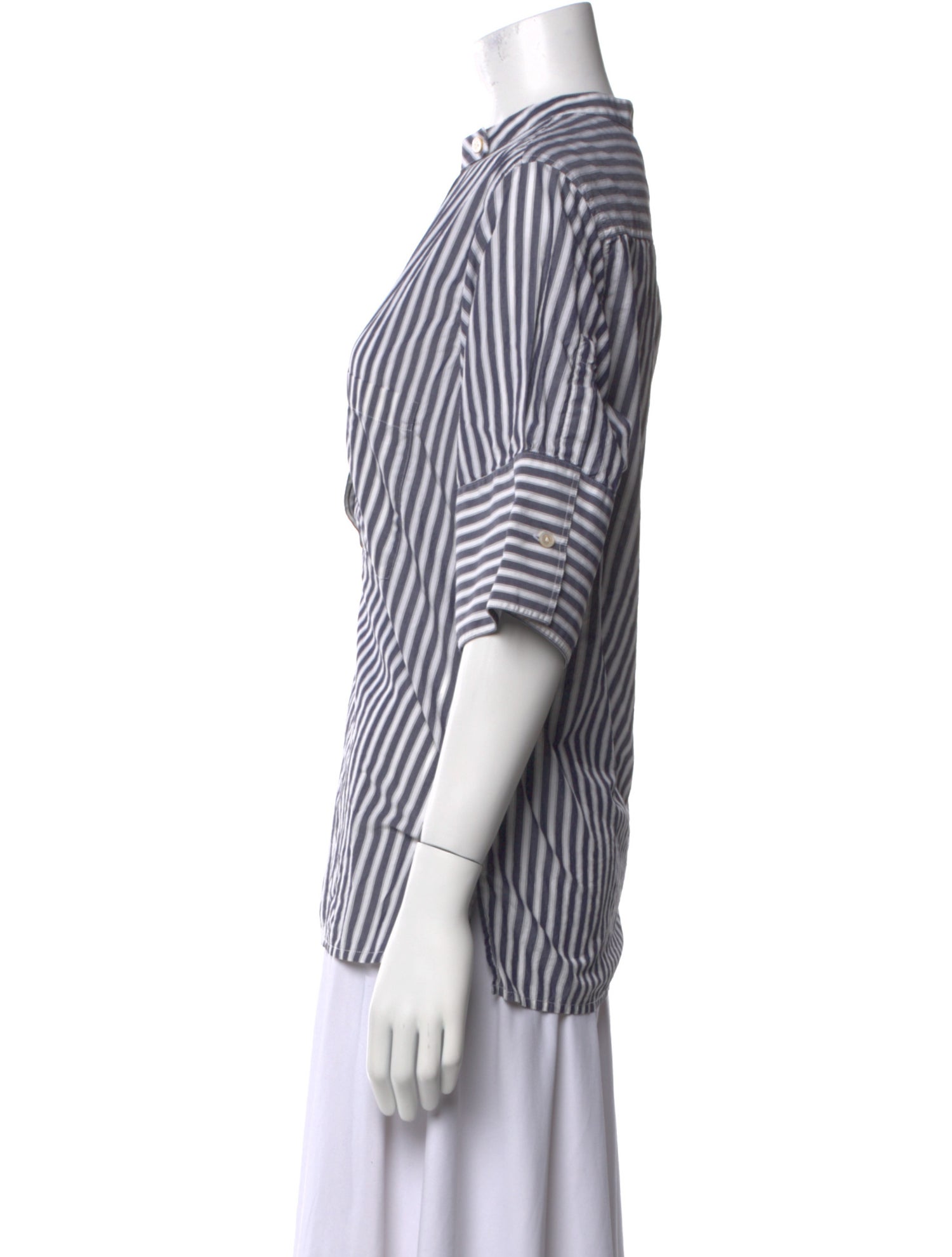 Studio Nicholson Striped Crew Neck Button-Up Top