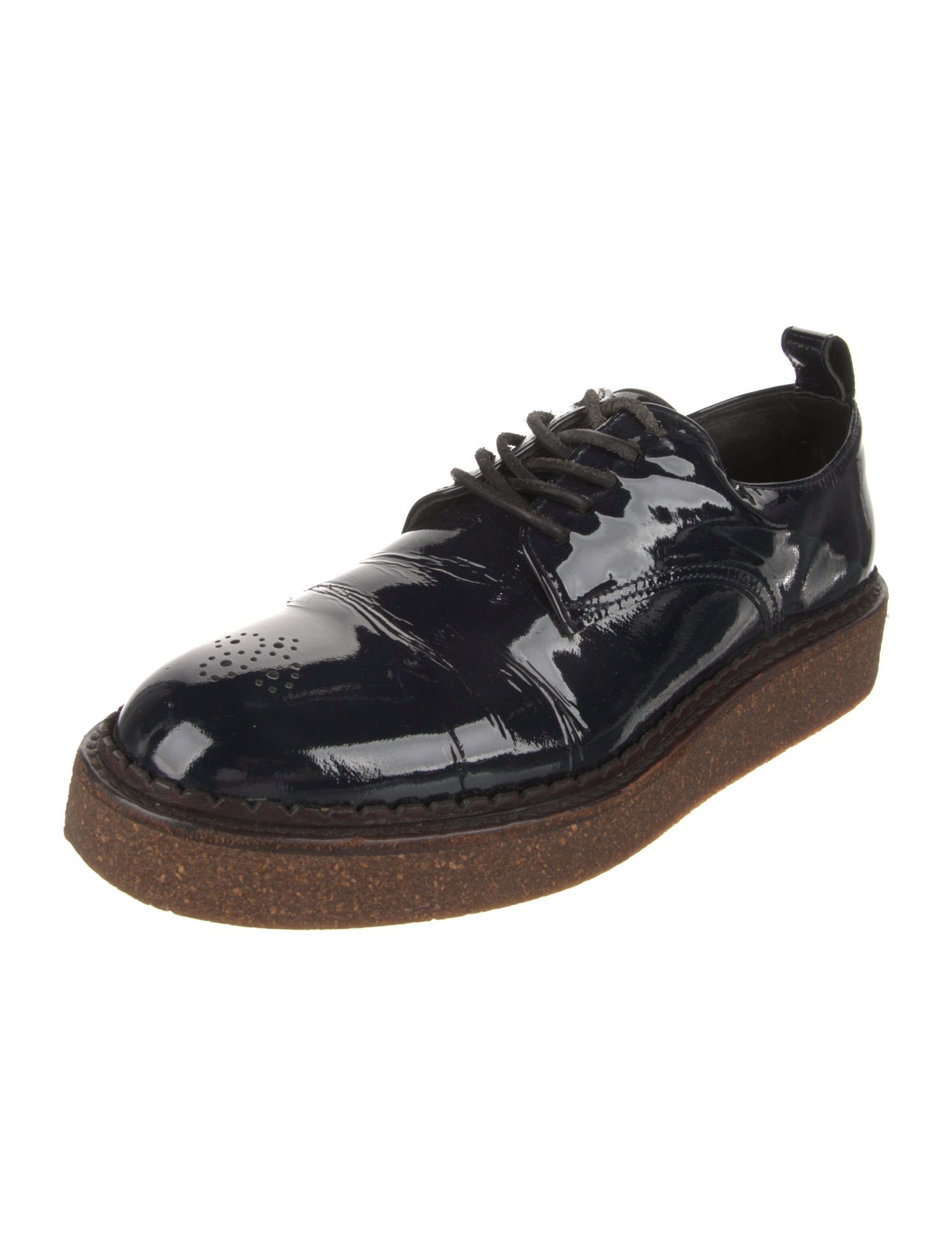 Studio Nicholson Patent Leather Colorblock Pattern Oxfords
