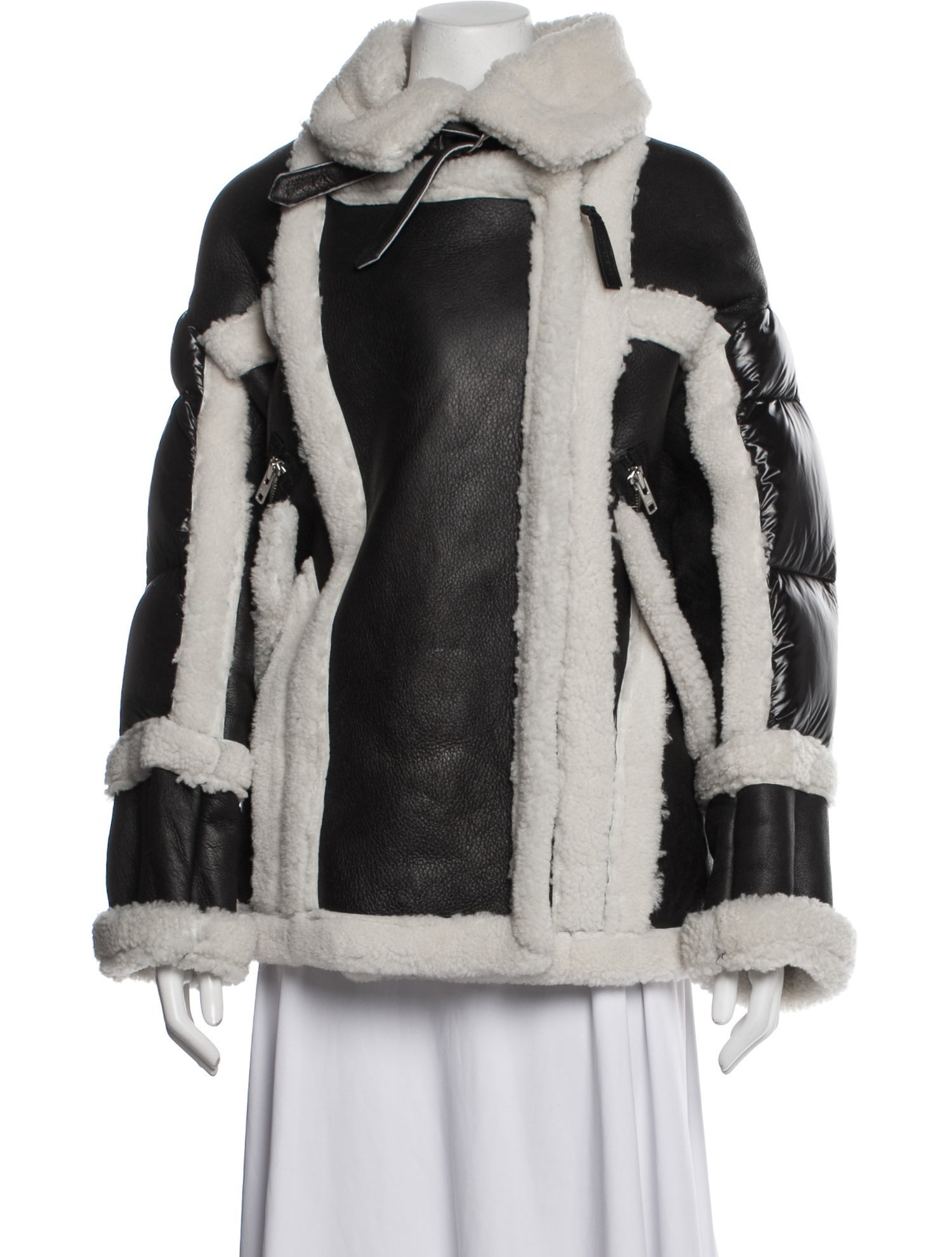 Nicole Benisti Shearling Colorblock Pattern Down Jacket