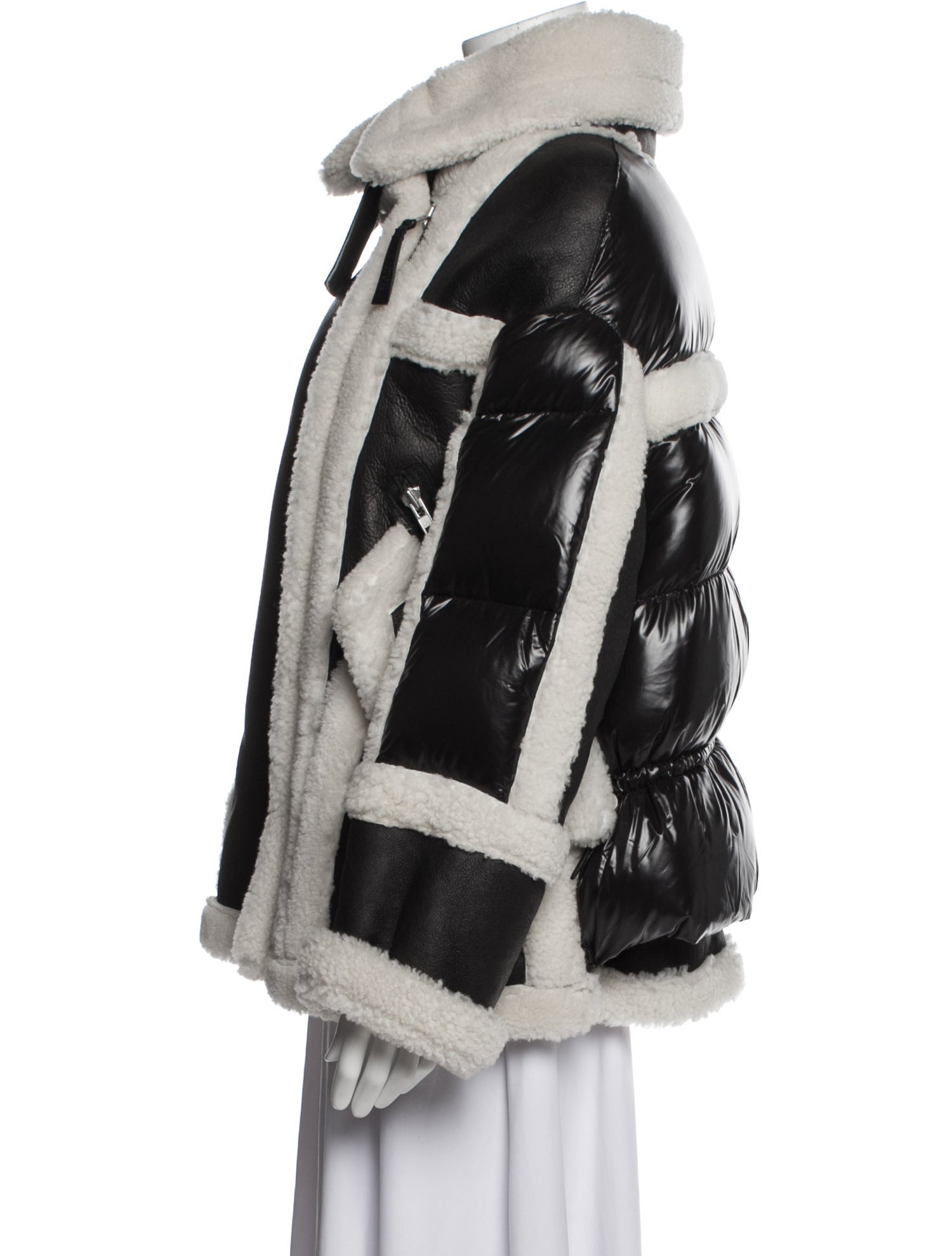 Nicole Benisti Shearling Colorblock Pattern Down Jacket