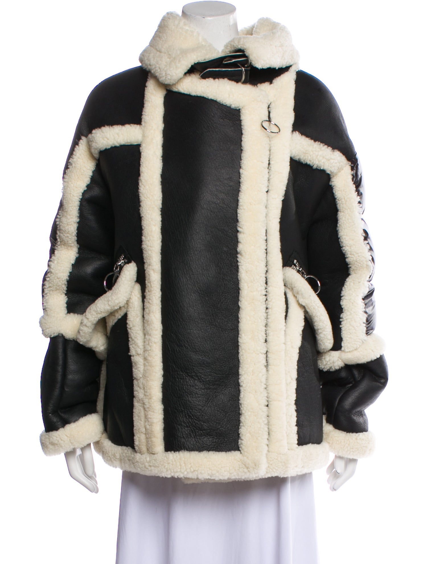 Nicole Benisti Shearling Colorblock Pattern Fur Jacket