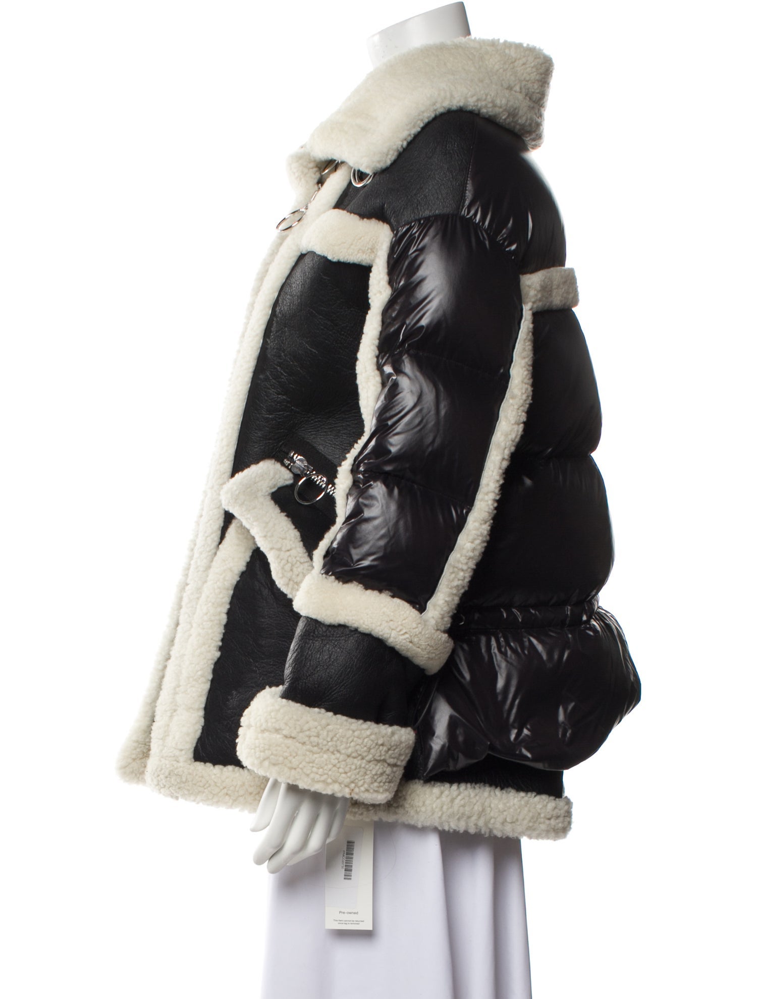 Nicole Benisti Shearling Colorblock Pattern Down Coat