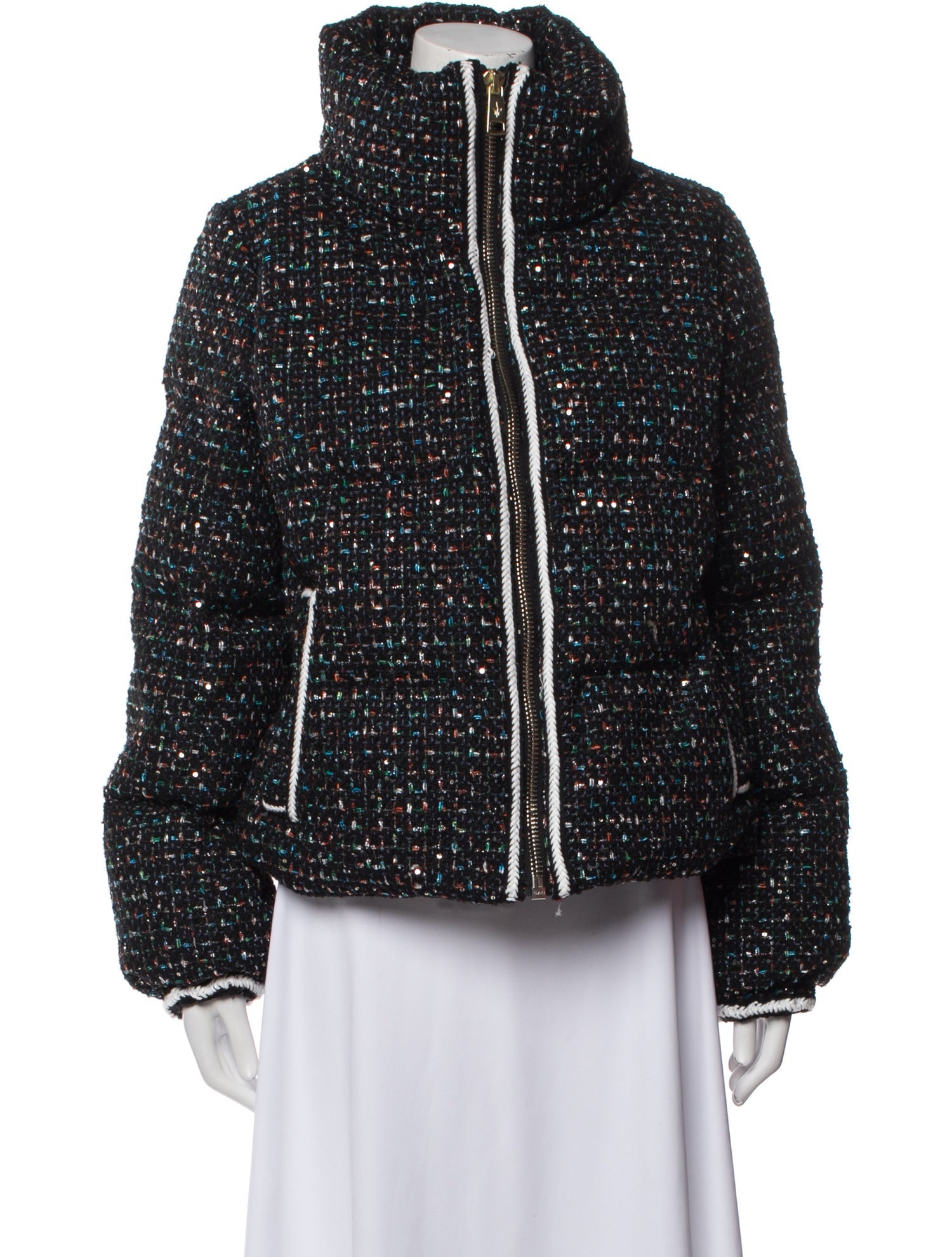 Nicole Benisti Tweed Tweed Pattern Down Jacket