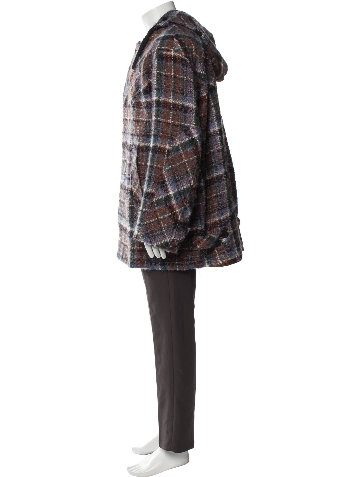 Nicholas Daley Wool Plaid Print Parka