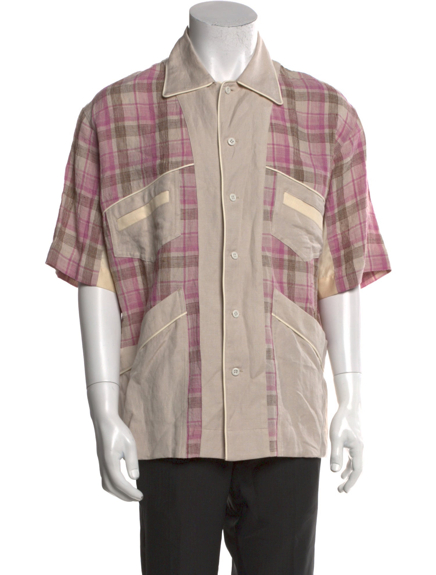 Nicholas Daley Linen Plaid Print Shirt w/ Tags